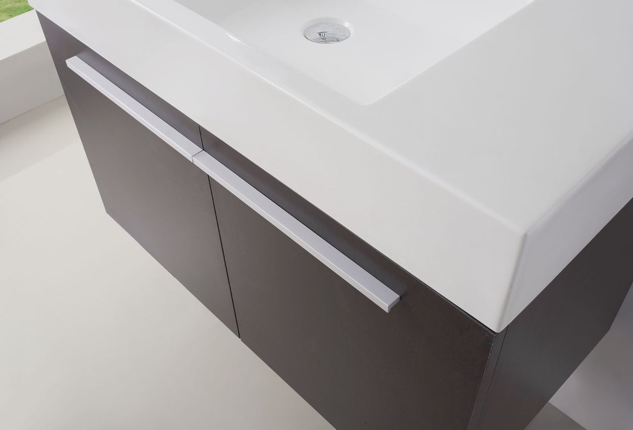 Virtu USA Midori 36" Single Square Sink Wenge Top Vanity with Polished Chrome Faucet and Mirror Vanity Virtu USA 