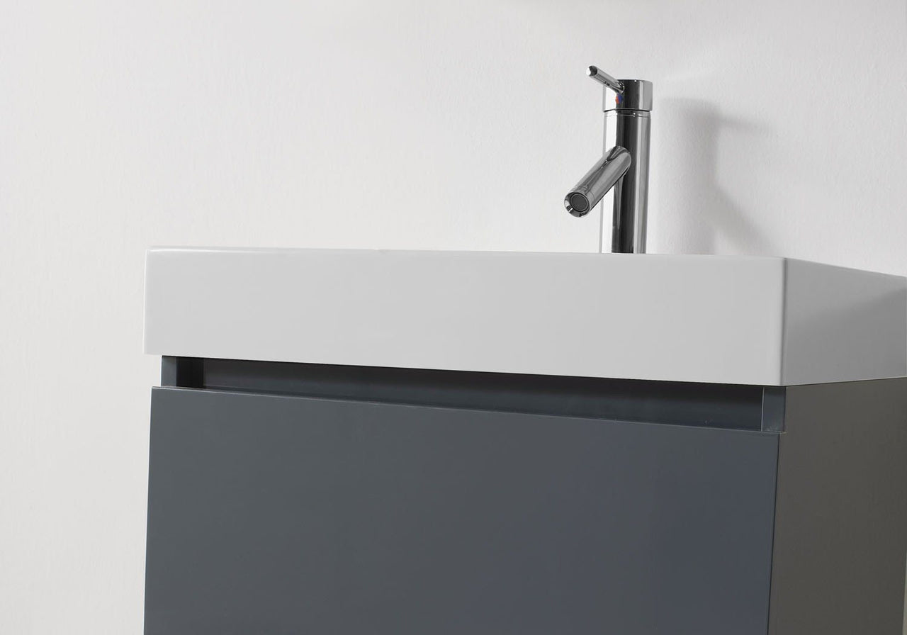Virtu USA Zuri 24" Single Square Sink Grey Top Vanity in Grey with Polished Chrome Faucet and Mirror Vanity Virtu USA 