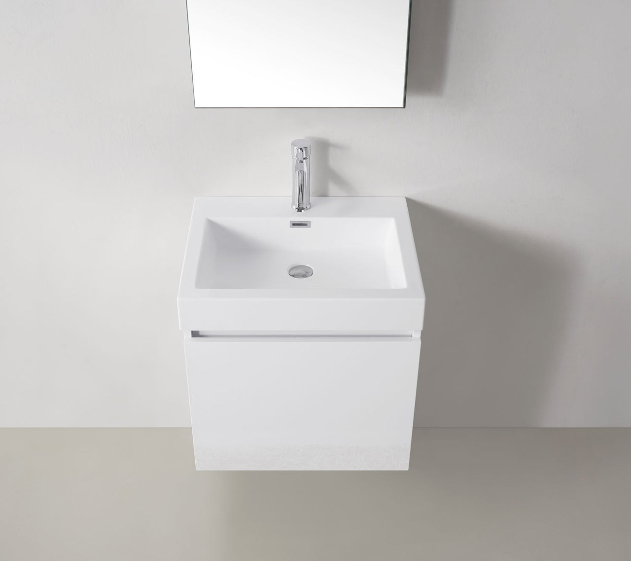 Virtu USA Zuri 24" Single Square Sink Gloss White Top Vanity in Gloss White with Polished Chrome Faucet and Mirror Vanity Virtu USA 
