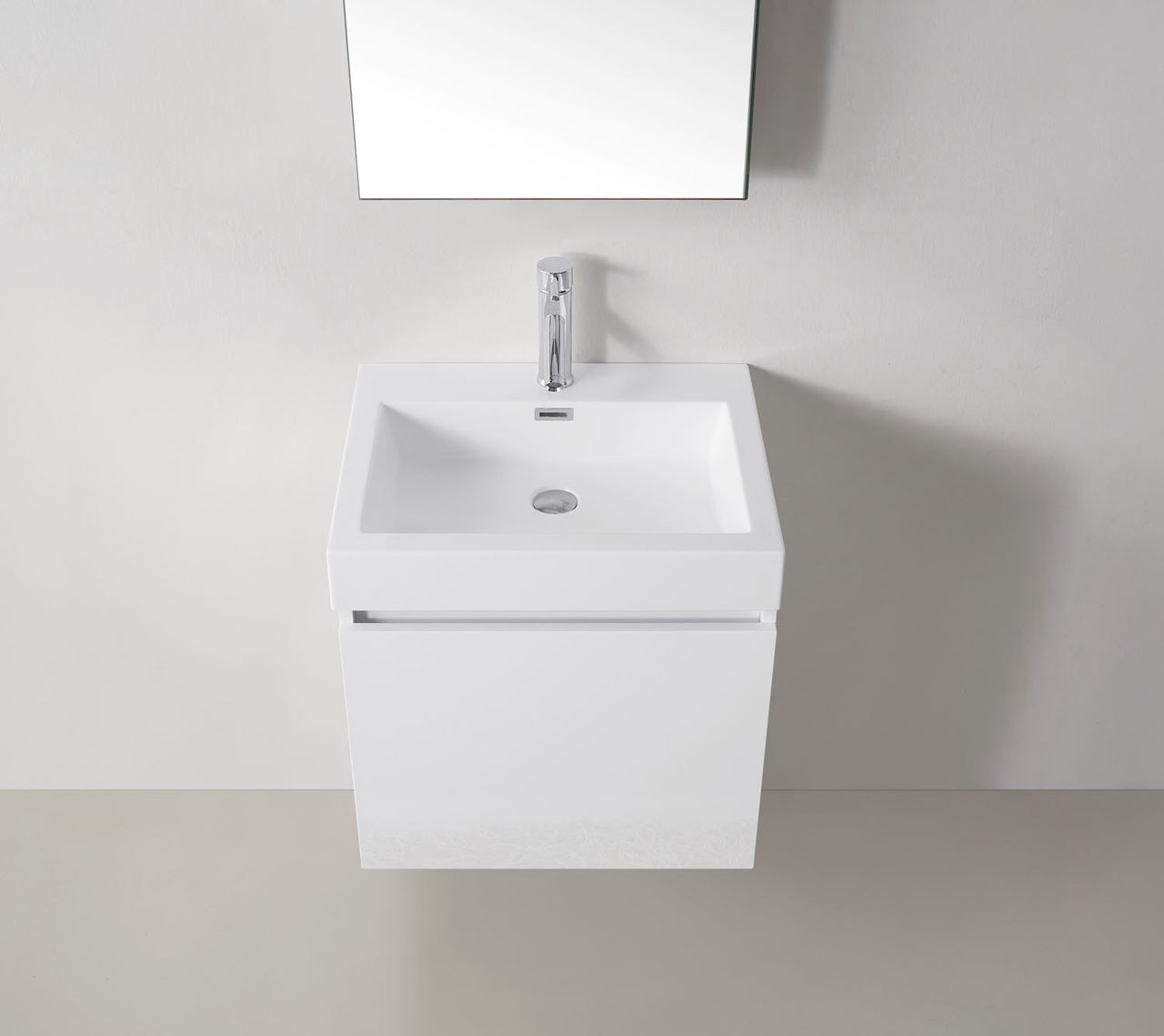 Virtu USA Zuri 24" Single Square Sink Gloss White Top Vanity in Gloss White with Brushed Nickel Faucet and Mirror Vanity Virtu USA 