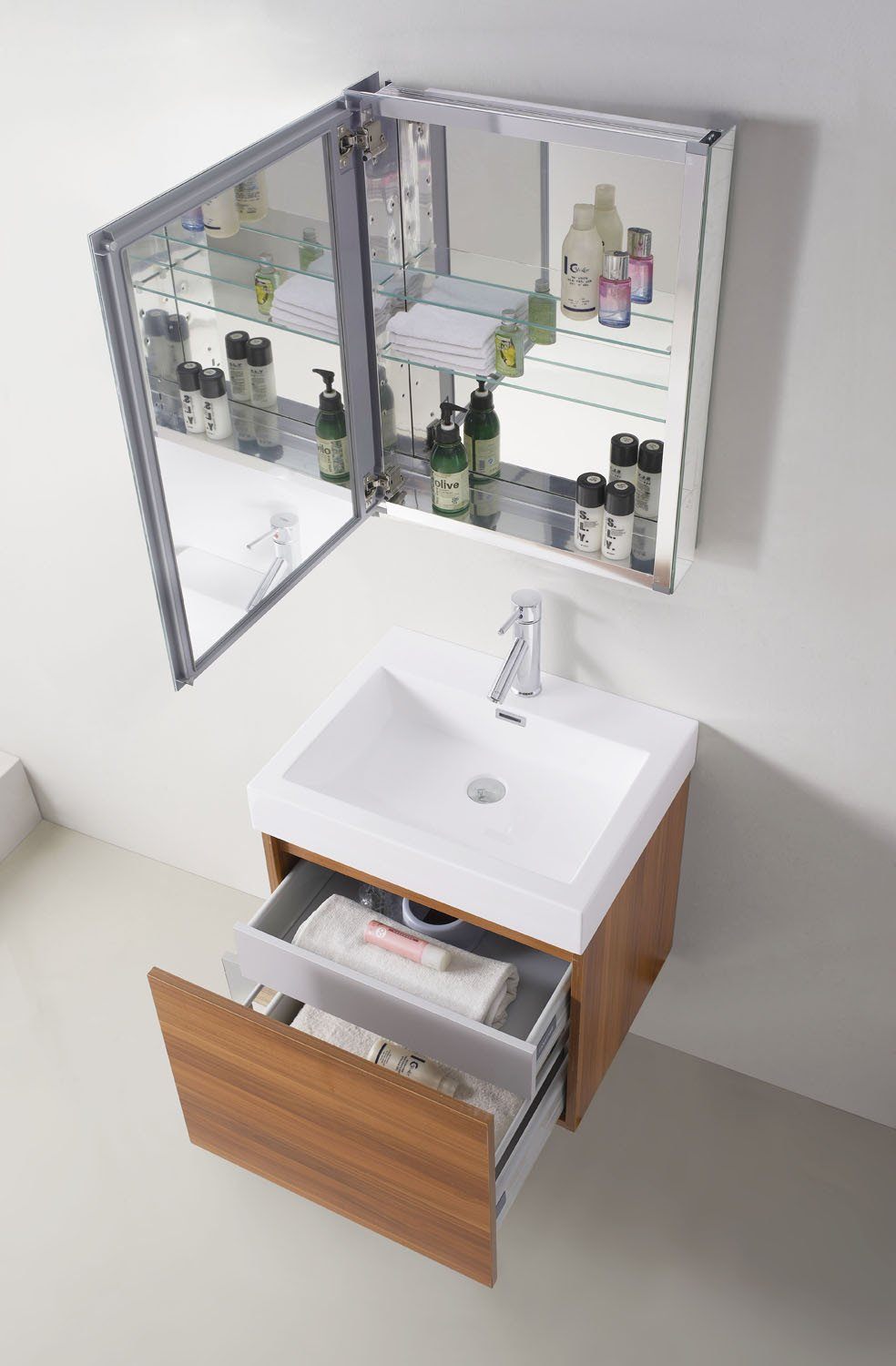 Virtu USA Zuri 24" Single Square Sink Plum Top Vanity in Plum with Polished Chrome Faucet and Mirror Vanity Virtu USA 