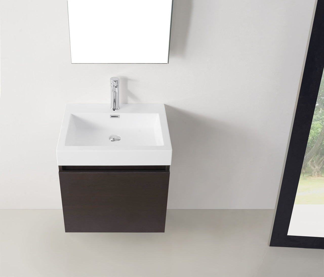 Virtu USA Zuri 24" Single Square Sink Wenge Top Vanity in Wenge with Brushed Nickel Faucet and Mirror Vanity Virtu USA 