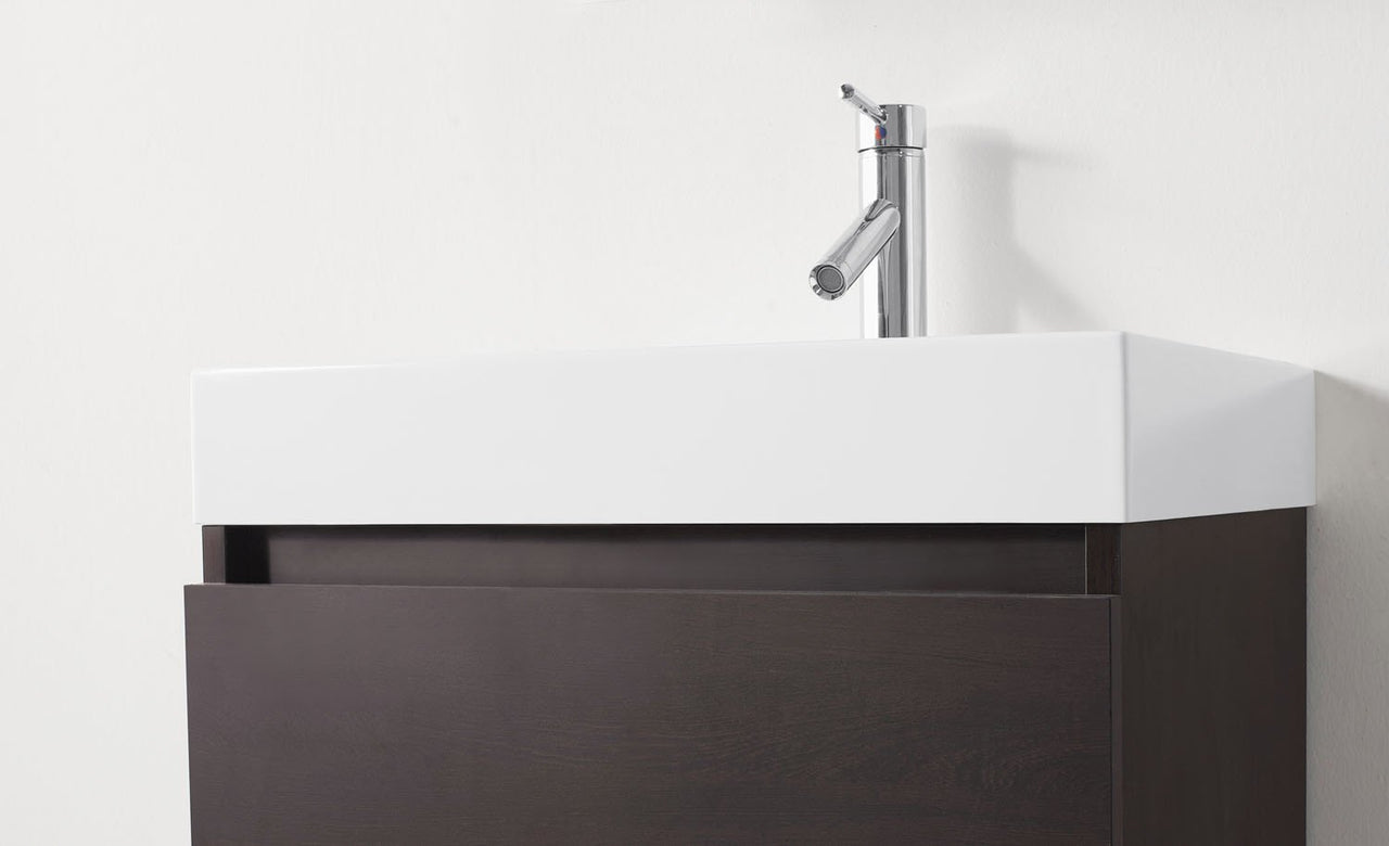 Virtu USA Zuri 24" Single Square Sink Wenge Top Vanity in Wenge with Brushed Nickel Faucet and Mirror Vanity Virtu USA 