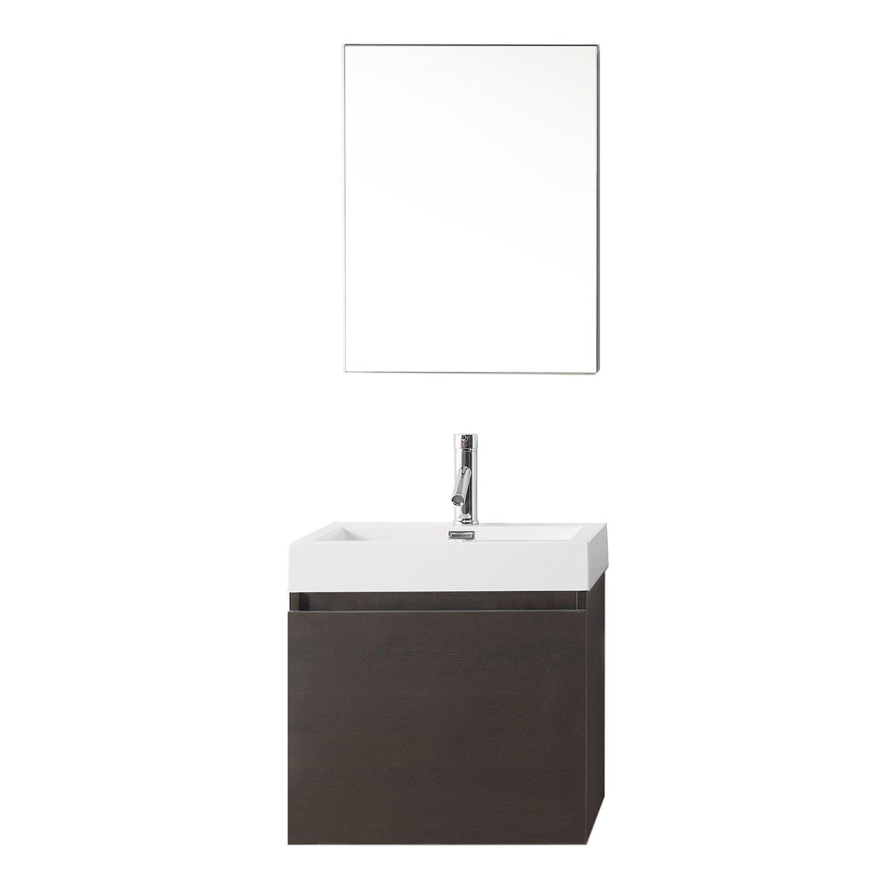 Virtu USA Zuri 24" Single Square Sink Wenge Top Vanity with Polished Chrome Faucet and Mirror Vanity Virtu USA 