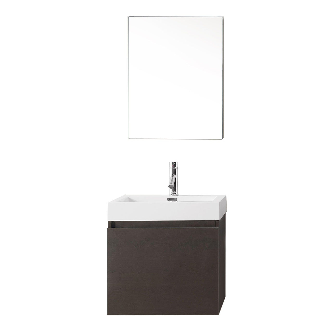 Virtu USA Zuri 24" Single Square Sink Wenge Top Vanity in Wenge with Brushed Nickel Faucet and Mirror Vanity Virtu USA 