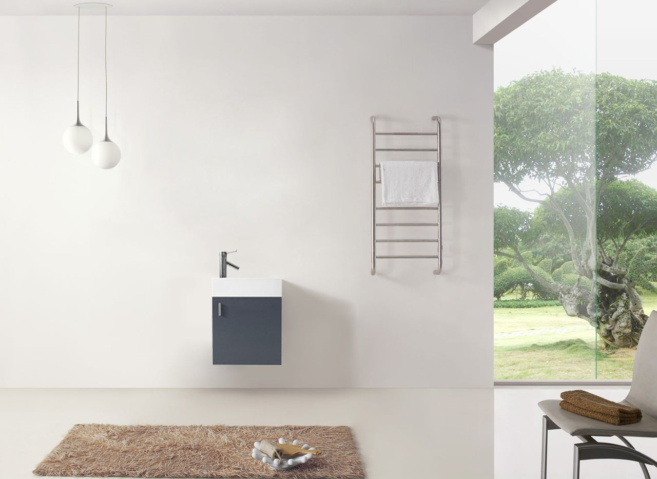 Virtu USA Carino 16" Single Square Sink Grey Top with Brushed Nickel Faucet Vanity Virtu USA 