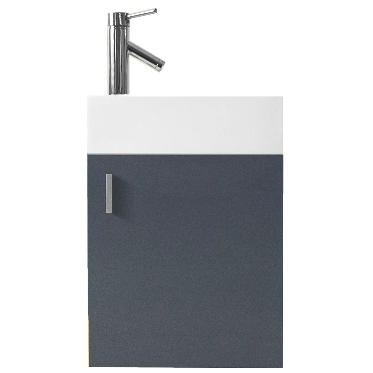 Virtu USA Carino 16" Single Square Sink Grey Top Vanity in Grey with Polished Chrome Faucet Vanity Virtu USA 