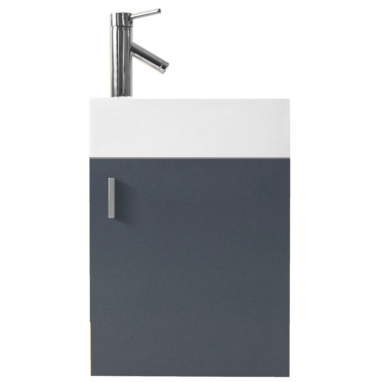 Virtu USA Carino 16" Single Square Sink Grey Top with Brushed Nickel Faucet Vanity Virtu USA 