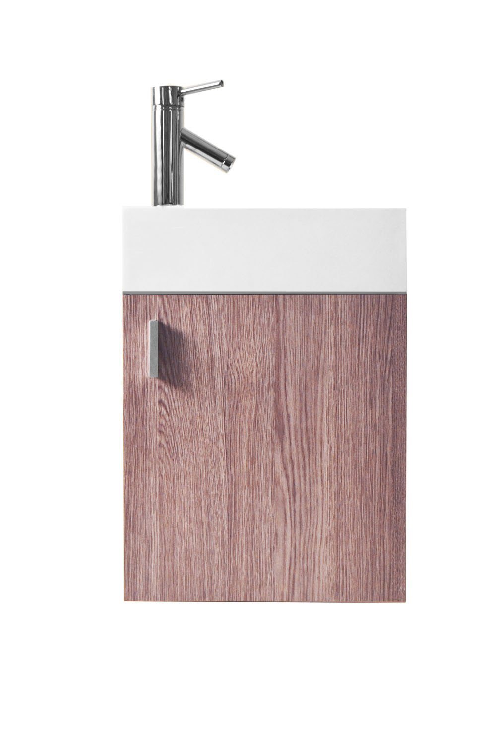 Virtu USA Carino 16" Single Square Sink Light Oak Top Vanity in Light Oak with Brushed Nickel Faucet Vanity Virtu USA 