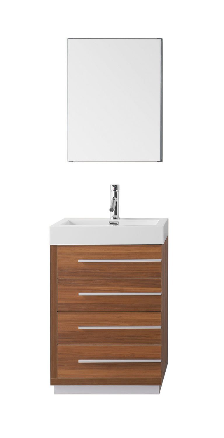 Virtu USA Bailey 24" Single Square Sink Plum Top Vanity in Plum with Brushed Nickel Faucet and Mirror Vanity Virtu USA 