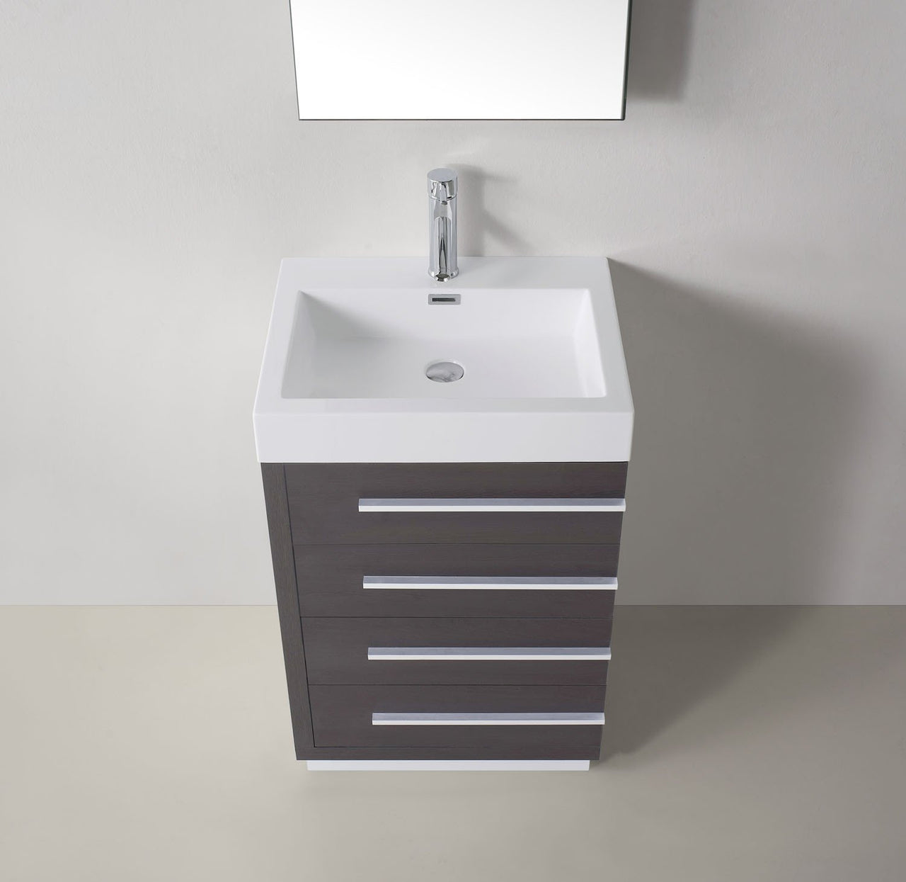 Virtu USA Bailey 24" Single Square Sink Wenge Top with Brushed Nickel Faucet and Mirror Vanity Virtu USA 