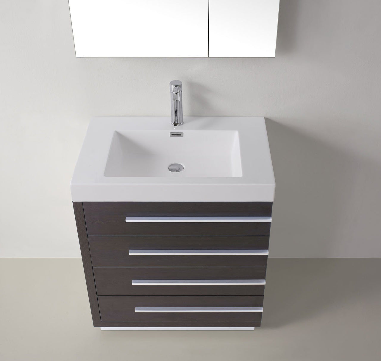 Virtu USA Bailey 30" Single Square Sink Wenge Top Vanity in Wenge with Polished Chrome Faucet and Mirror Vanity Virtu USA 