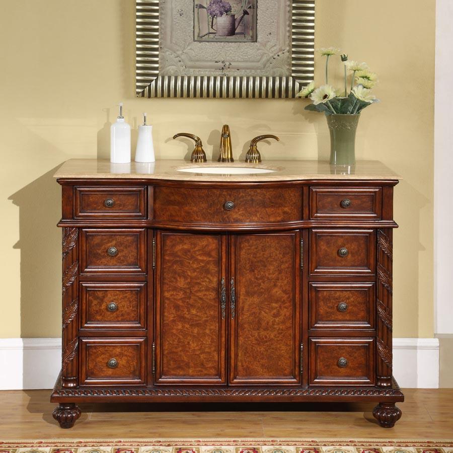 Silkroad 48" Traditional Single Sink Bathroom Vanity Vanity Silkroad Exclusive 