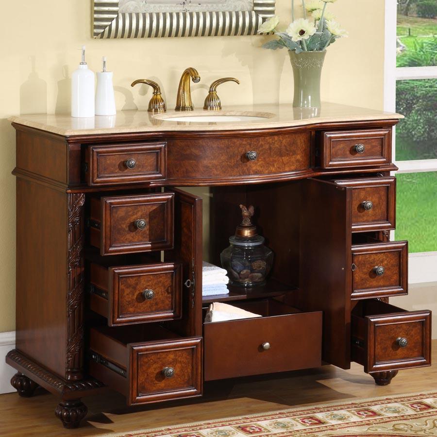 Silkroad 48" Traditional Single Sink Bathroom Vanity Vanity Silkroad Exclusive 