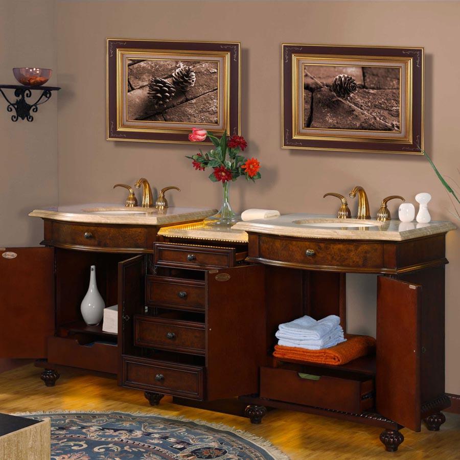 Silkroad 84" Transitional Double Sink Bathroom Vanity Vanity Silkroad Exclusive 