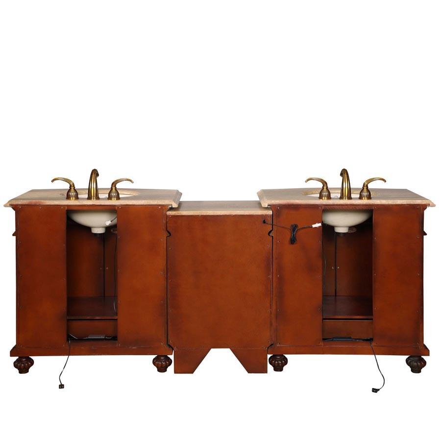 Silkroad 84" Transitional Double Sink Bathroom Vanity Vanity Silkroad Exclusive 