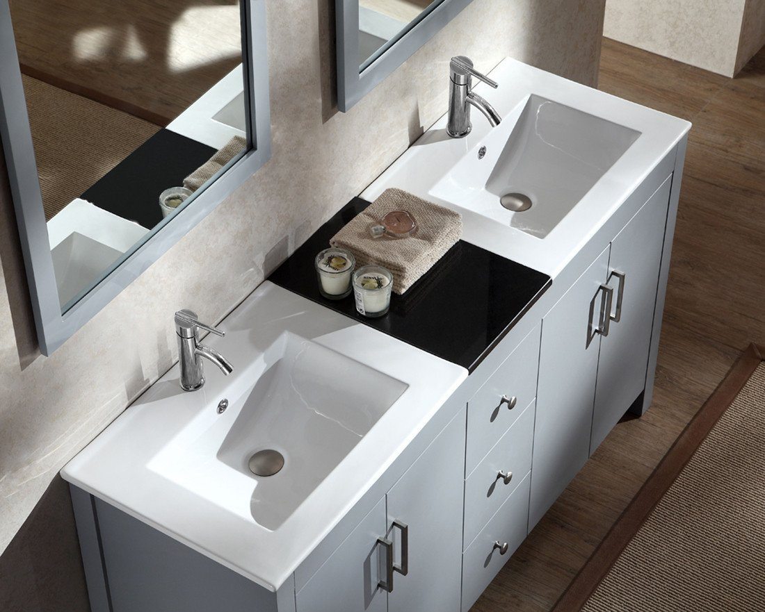 ARIEL Hanson 60" Double Sink Bathroom Vanity Set in Grey Vanity ARIEL 