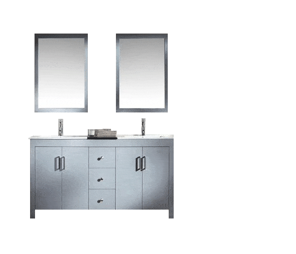 ARIEL Hanson 60" Double Sink Bathroom Vanity Set in Grey Vanity ARIEL 