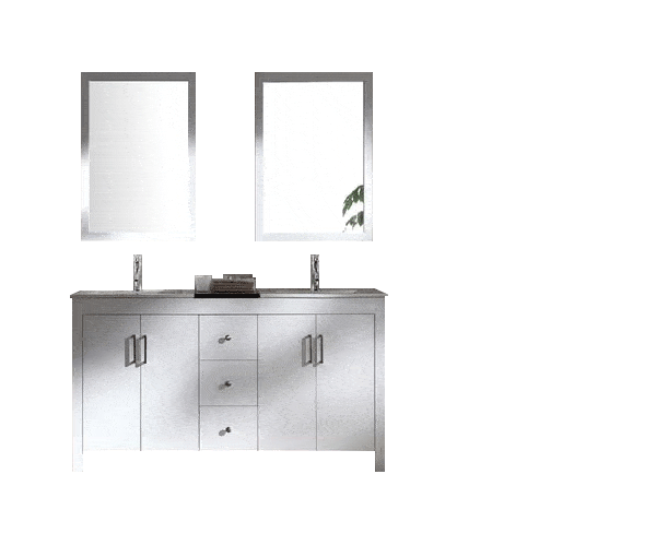 ARIEL Hanson 60" Double Sink Bathroom Vanity Set in White Vanity ARIEL 