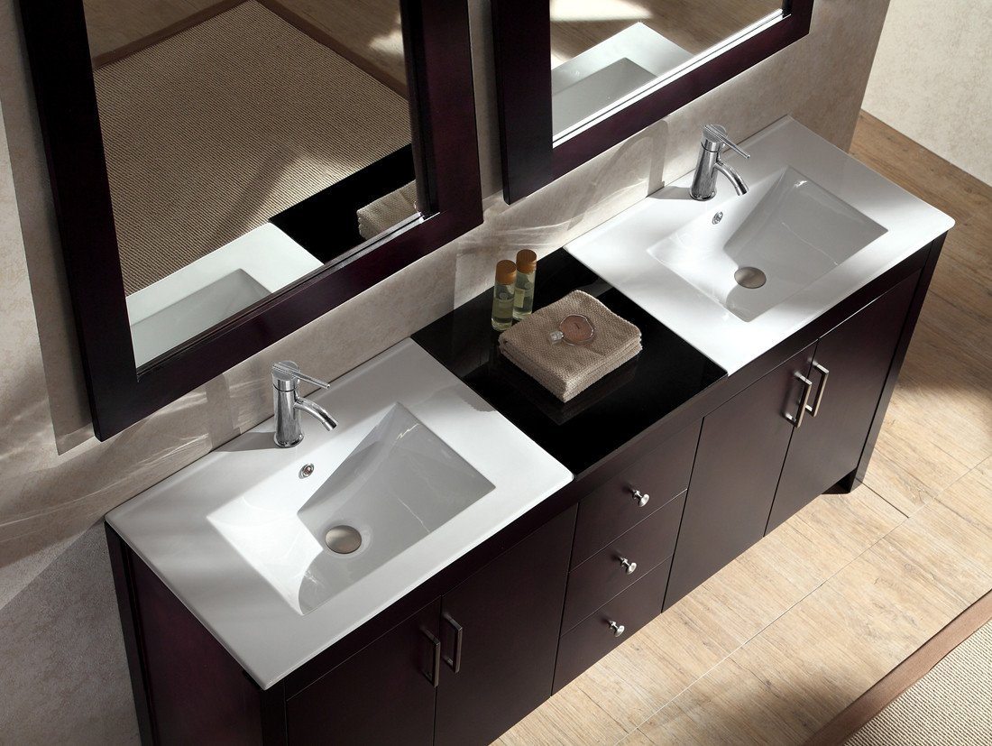 ARIEL Hanson 72" Double Sink Bathroom Vanity Set in Espresso Vanity ARIEL 