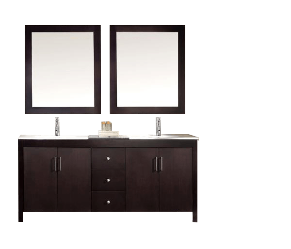 ARIEL Hanson 72" Double Sink Bathroom Vanity Set in Espresso Vanity ARIEL 