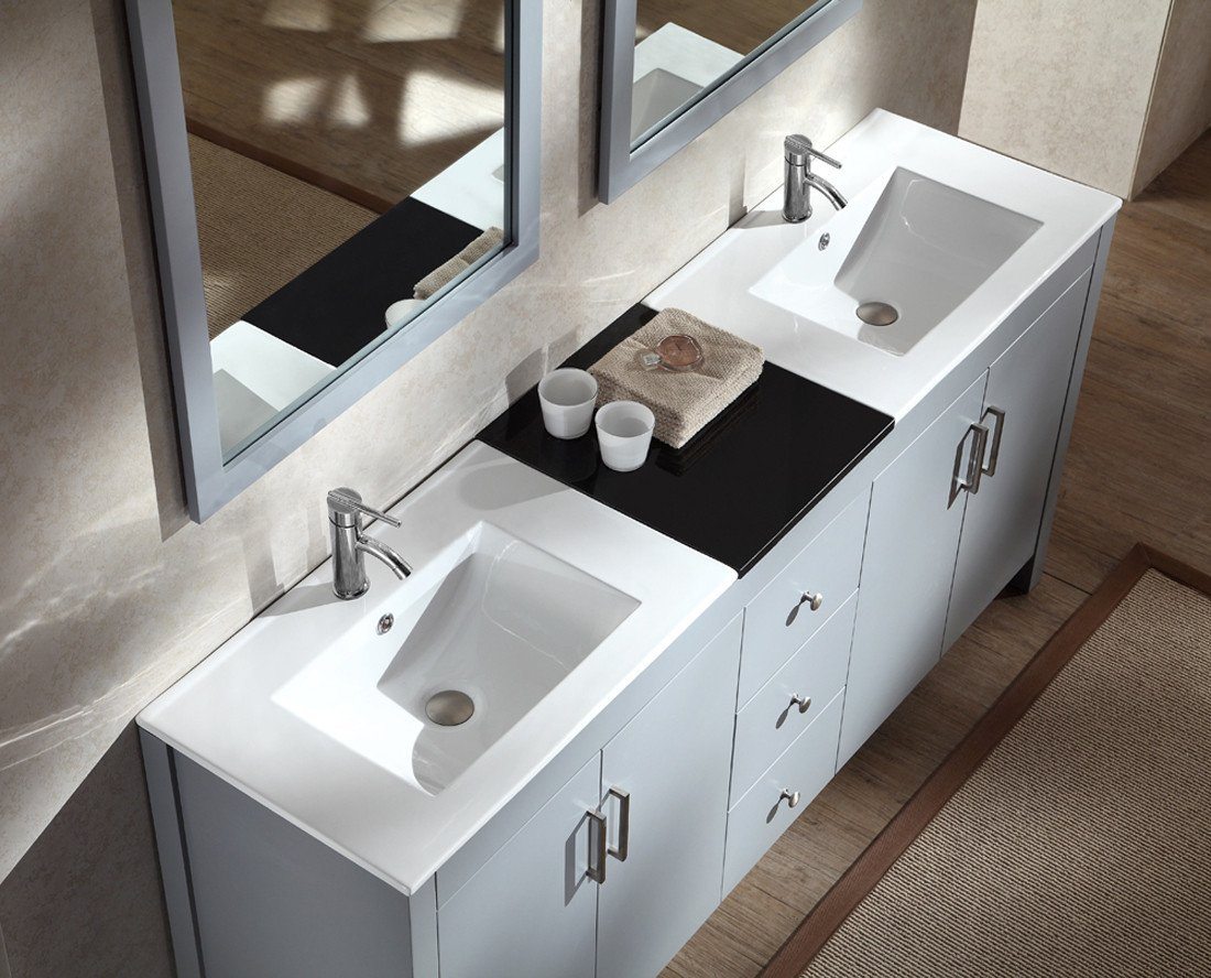 ARIEL Hanson 72" Double Sink Bathroom Vanity Set in Grey Vanity ARIEL 