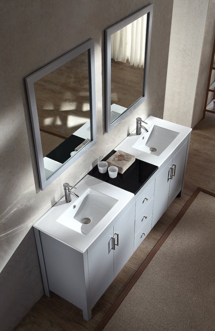 ARIEL Hanson 72" Double Sink Bathroom Vanity Set in Grey Vanity ARIEL 