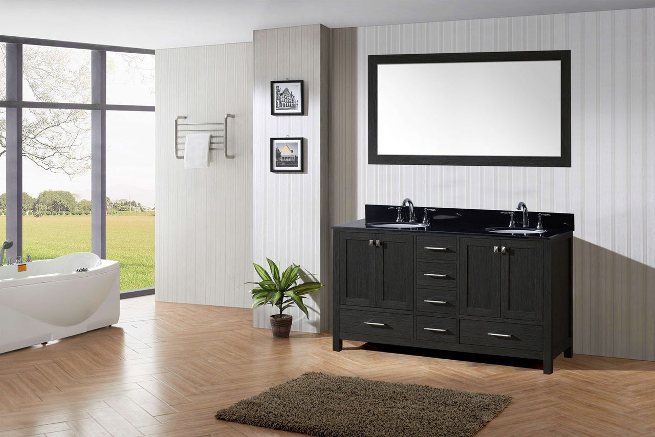 Virtu USA Caroline Premium 72" Double Round Sink Zebra Grey Top Vanity in Zebra Grey with Mirror Vanity Virtu USA 
