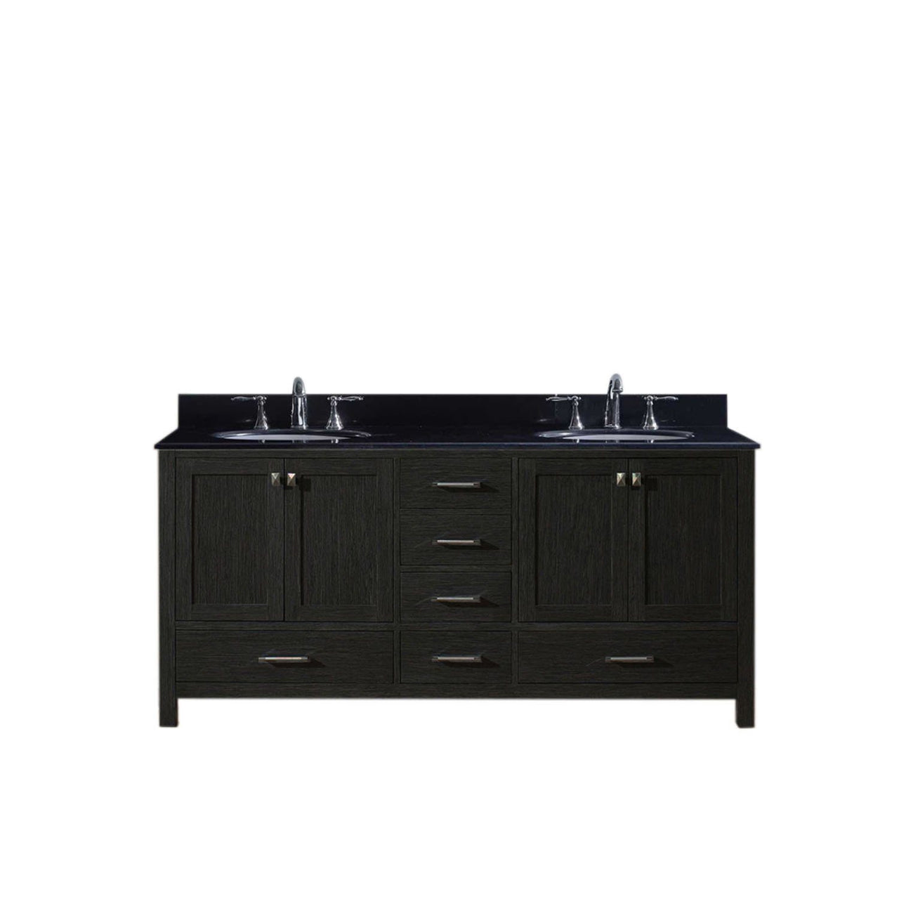 Virtu USA Caroline Premium 72" Double Round Sink Zebra Grey Top Vanity in Zebra Grey with Mirror