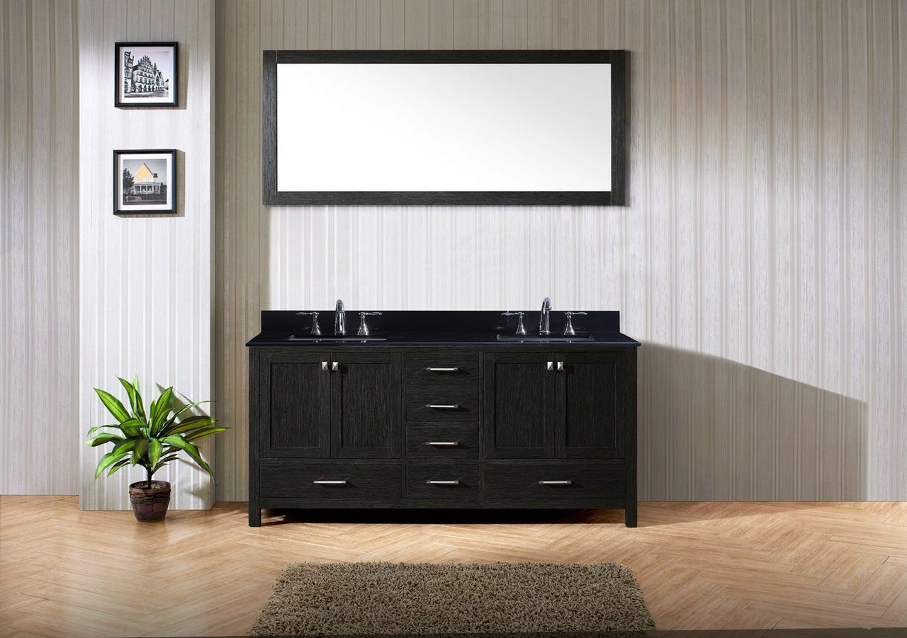 Virtu USA Caroline Premium 72" Double Square Sink Zebra Grey Top Vanity with Mirror Vanity Virtu USA 