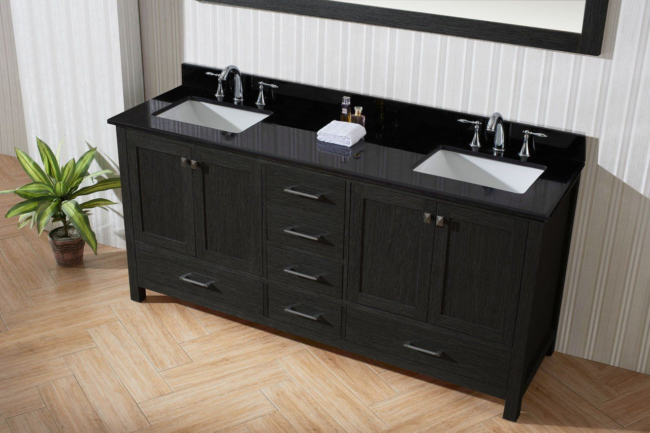 Virtu USA Caroline Premium 72" Double Square Sink Zebra Grey Top Vanity with Mirror Vanity Virtu USA 