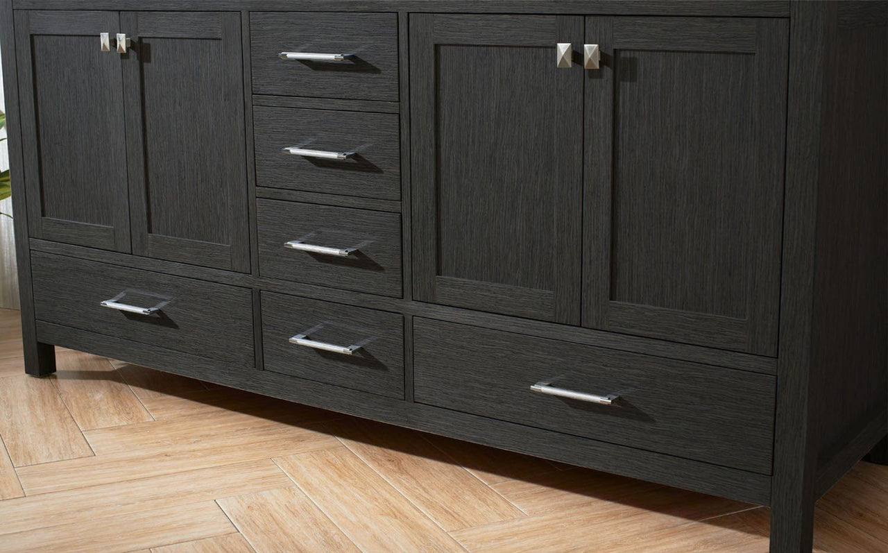 Virtu USA Caroline Premium 72" Double Square Sink Zebra Grey Top Vanity with Mirror Vanity Virtu USA 