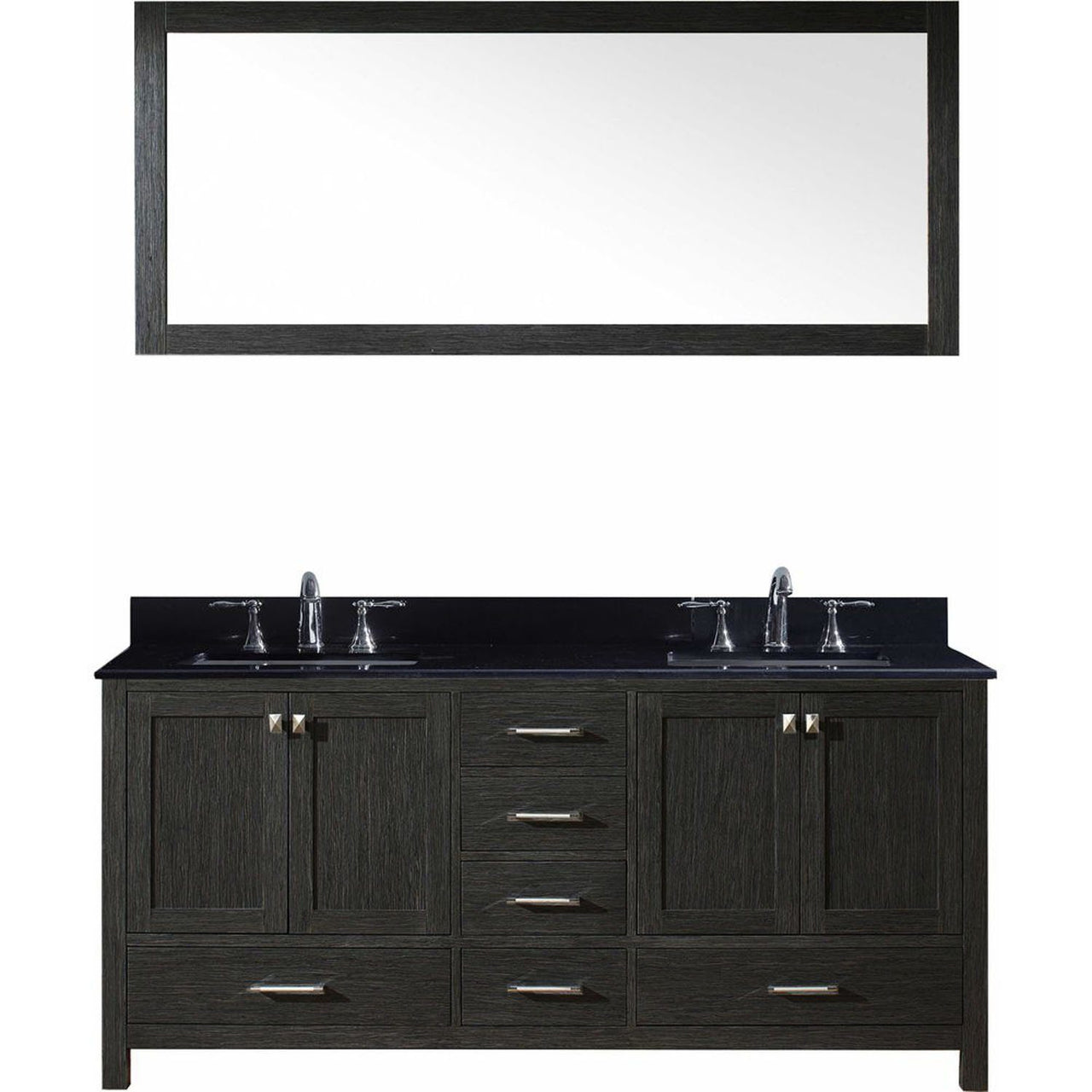 Virtu USA Caroline Premium 72" Double Square Sink Zebra Grey Top Vanity with Mirror Vanity Virtu USA 