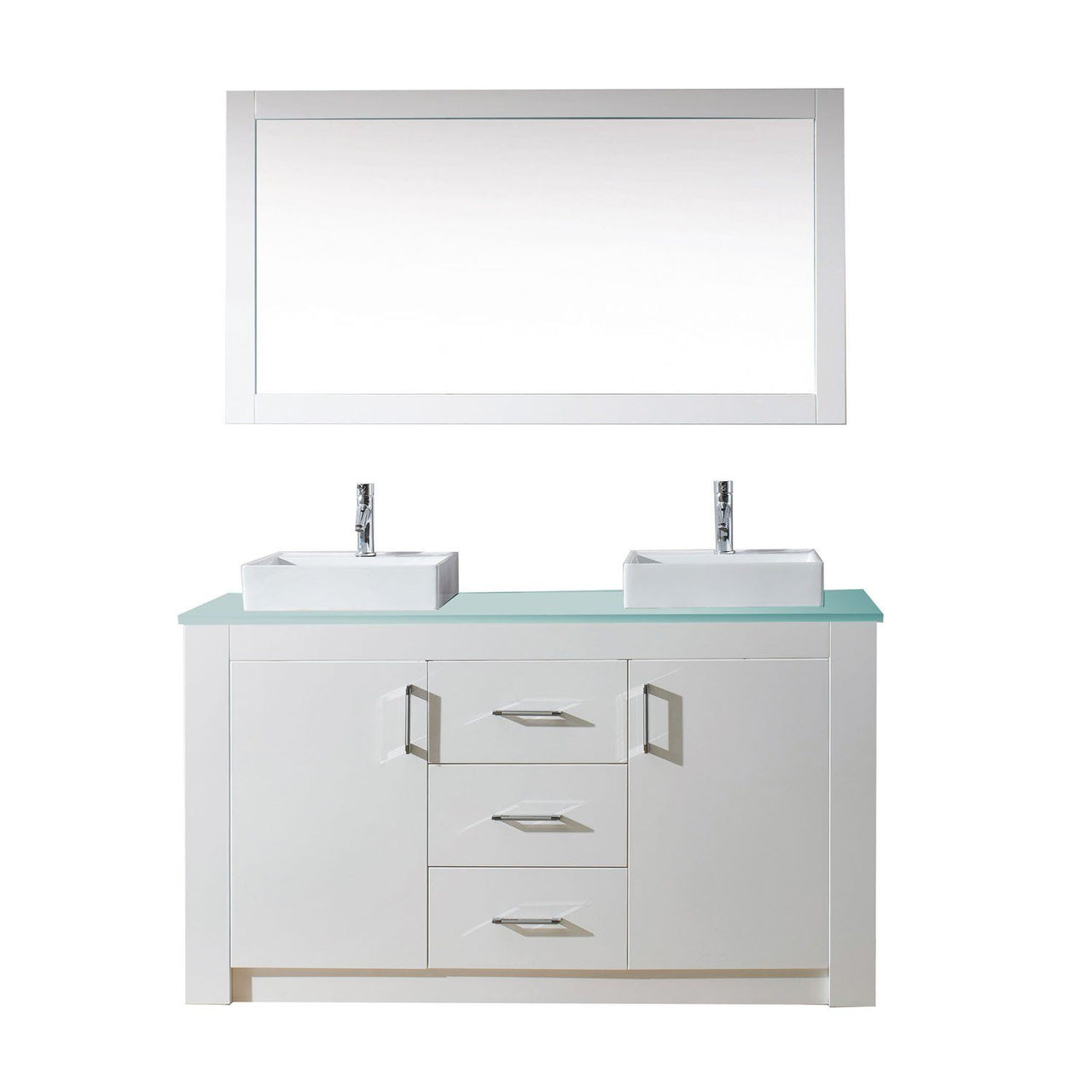 Virtu USA Tavian 60" Double Square Sink Top with Polished Chrome Vanity Virtu USA 