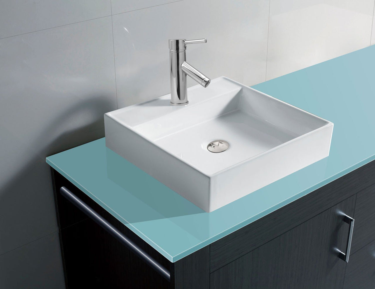 Virtu USA Tavian 72" Double Square Sink Grey Top Vanity with Polished Chrome Faucet and Mirror Vanity Virtu USA 