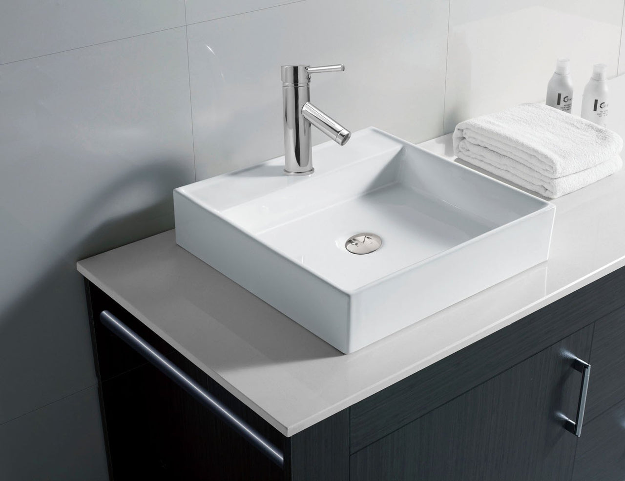 Virtu USA Tavian 72" Double Square Sink Grey Top with Polished Chrome Faucet and Mirror Vanity Virtu USA 