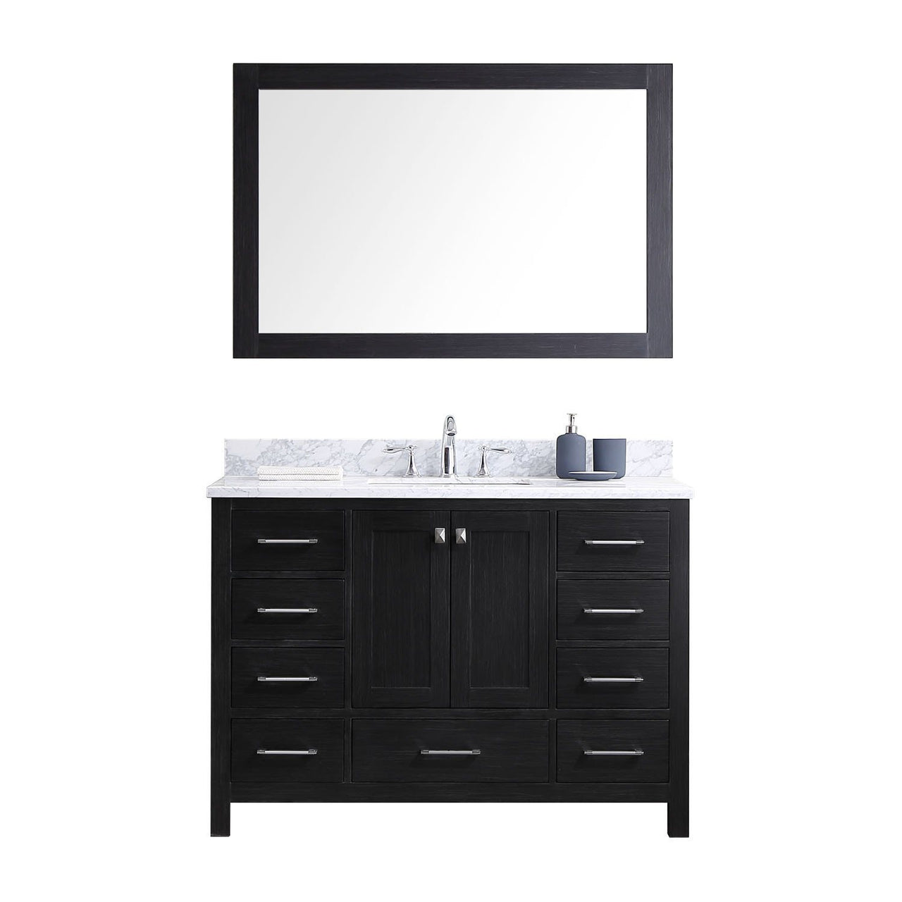 Virtu USA Caroline Premium 48" Single Square Sink Zebra Grey Top Vanity with Mirror Vanity Virtu USA 