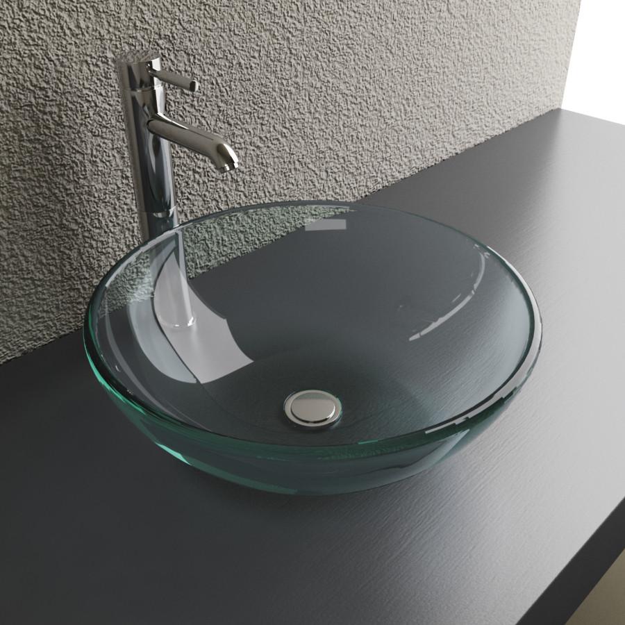 Cantrio Glass round vessel sink , Frosted Finish Glass Series Cantrio 