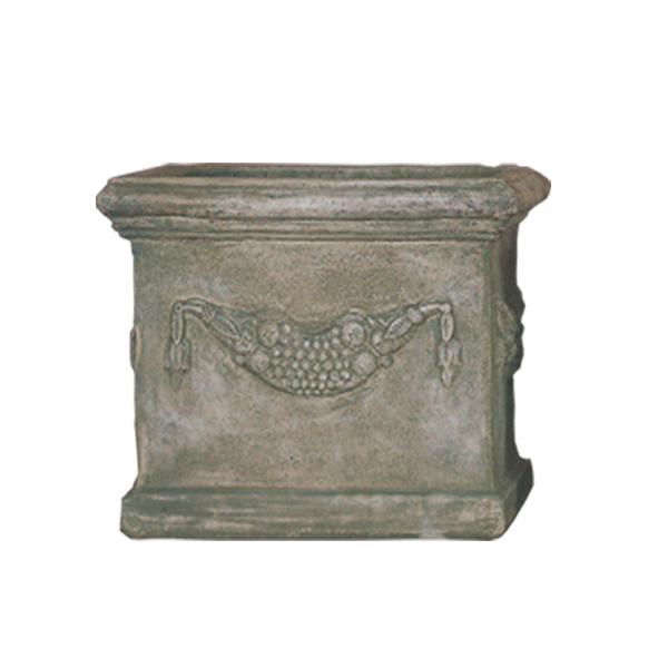 Square Garland Pot Cast Stone Outdoor Planter Tuscan Natural (N) Large 