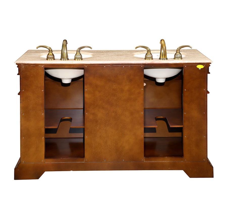 Silkroad 55" Traditional Double Sink Bathroom Vanity Vanity Silkroad Exclusive 