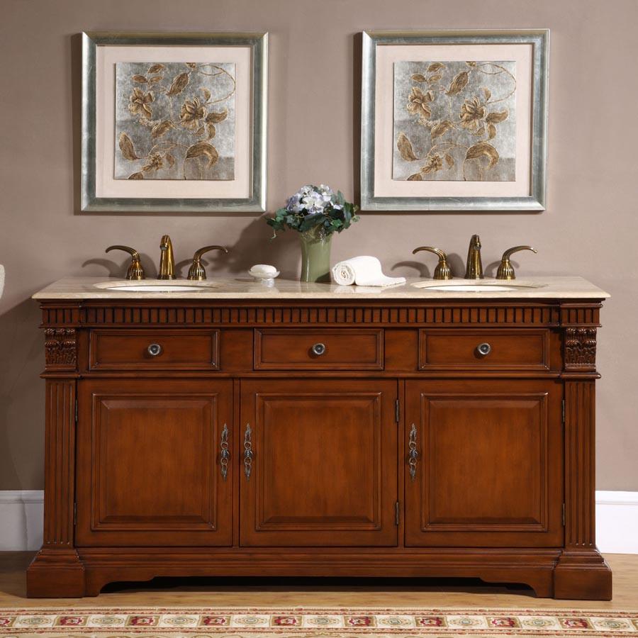 Silkroad 67" Traditional Double Sink Bathroom Vanity Vanity Silkroad Exclusive 