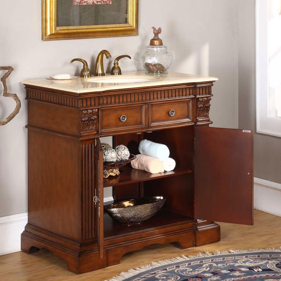 Silkroad 36" Traditional Single Sink Bathroom Vanity Vanity Silkroad Exclusive 