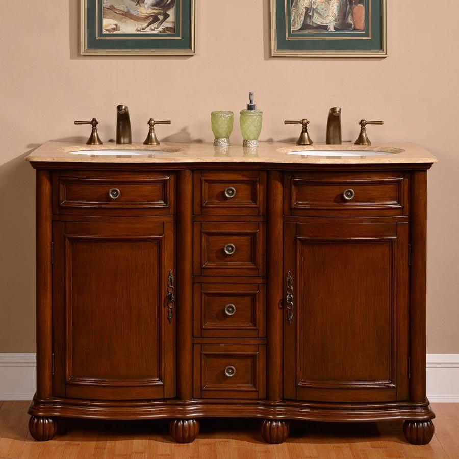 Silkroad 52" Traditional Double Sink Bathroom Vanity Vanity Silkroad Exclusive 