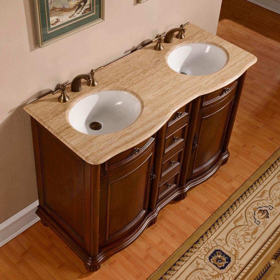 Silkroad 52" Traditional Double Sink Bathroom Vanity Vanity Silkroad Exclusive 