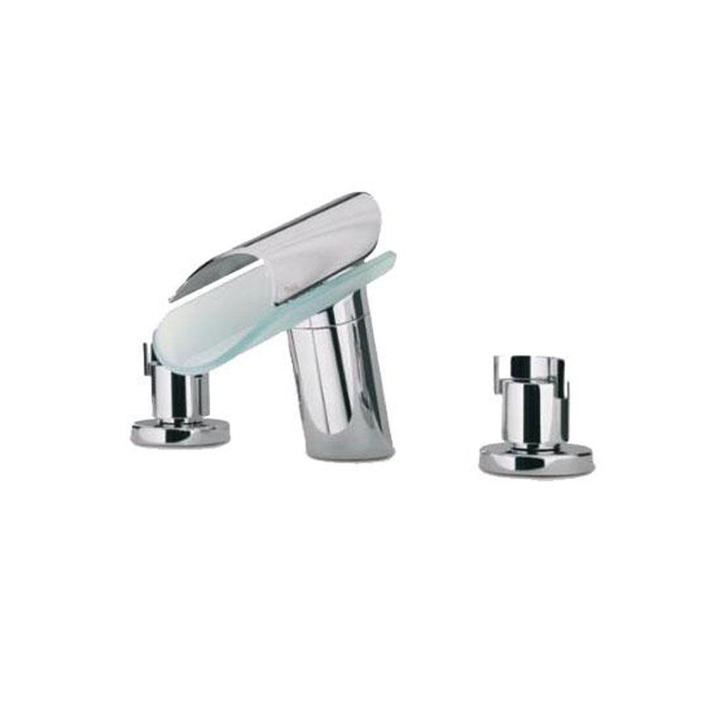 Latoscana Morgana Widespread With Glass Spout In A Brushed Nickel Finish touch on bathroom sink faucets Latoscana 
