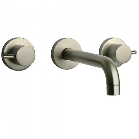 Latoscana Elba Wall Mount Lavatory Faucet In A Brushed Nickel Finish touch on bathroom sink faucets Latoscana 