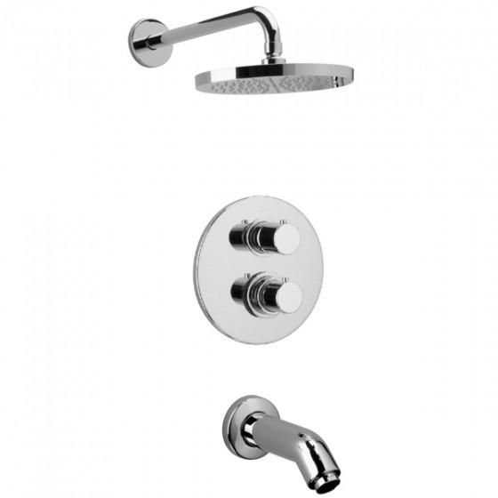 Brushed Nickel Thermostatic Shower Faucet Stainless Steel Shower System  with Tub Spout