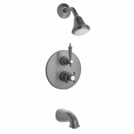 Latoscana Ornellaia Thermostatic Valve With 2 Way Diverter In A Brushed Nickel finish bathtub and showerhead faucet systems Latoscana 