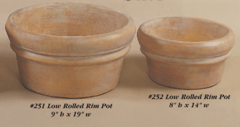 Low Rolled Rim Pot Cast Stone Outdoor Garden Planter Planter Tuscan 