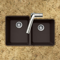 Thumbnail for Houzer MOCHA Quartztone Series Granite Undermount 60/40 Double Bowl Kitchen Sink, Mocha Kitchen Sink - Undermount Houzer 